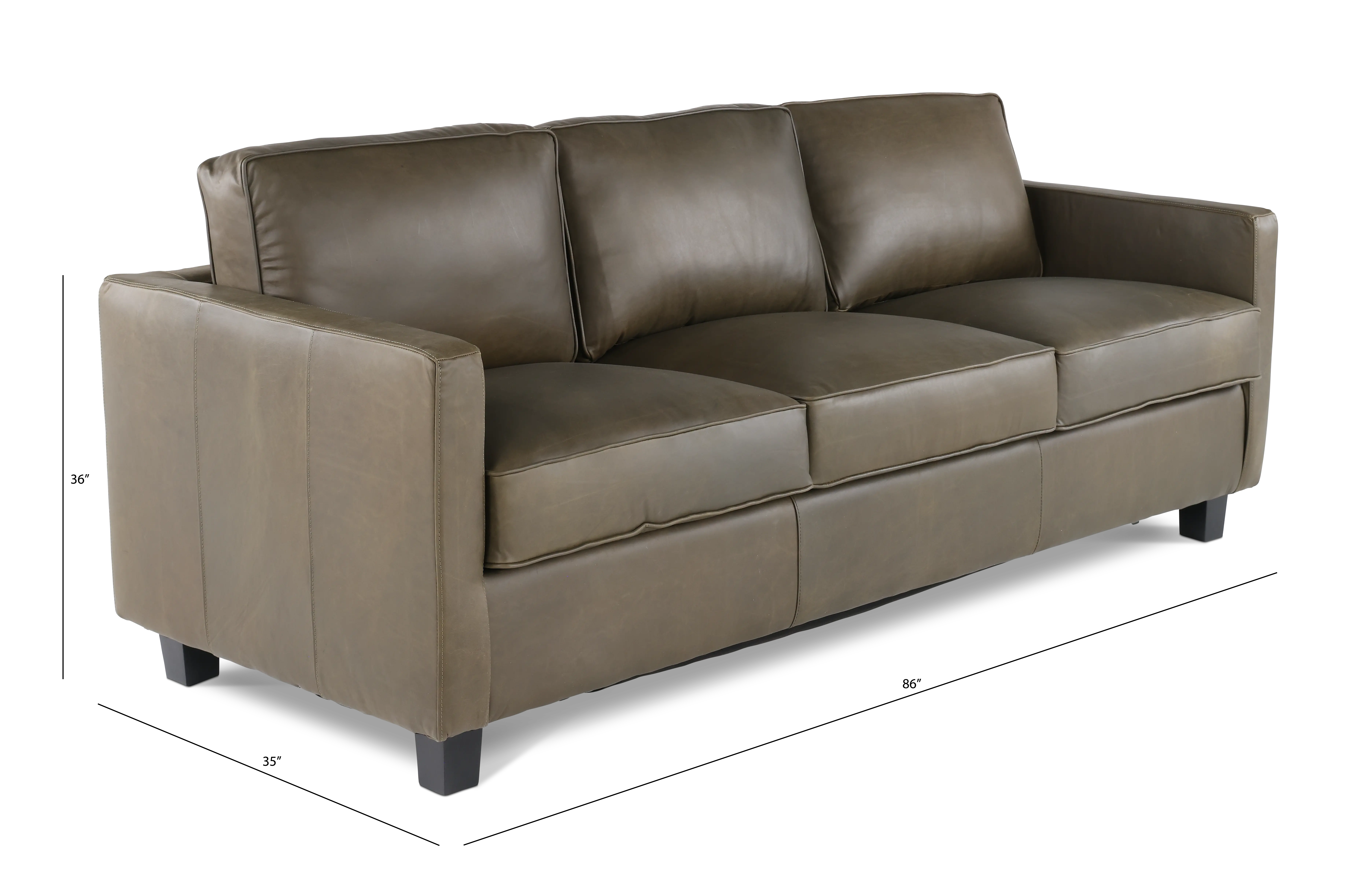 Winston Olive Green Leather Sofa-4