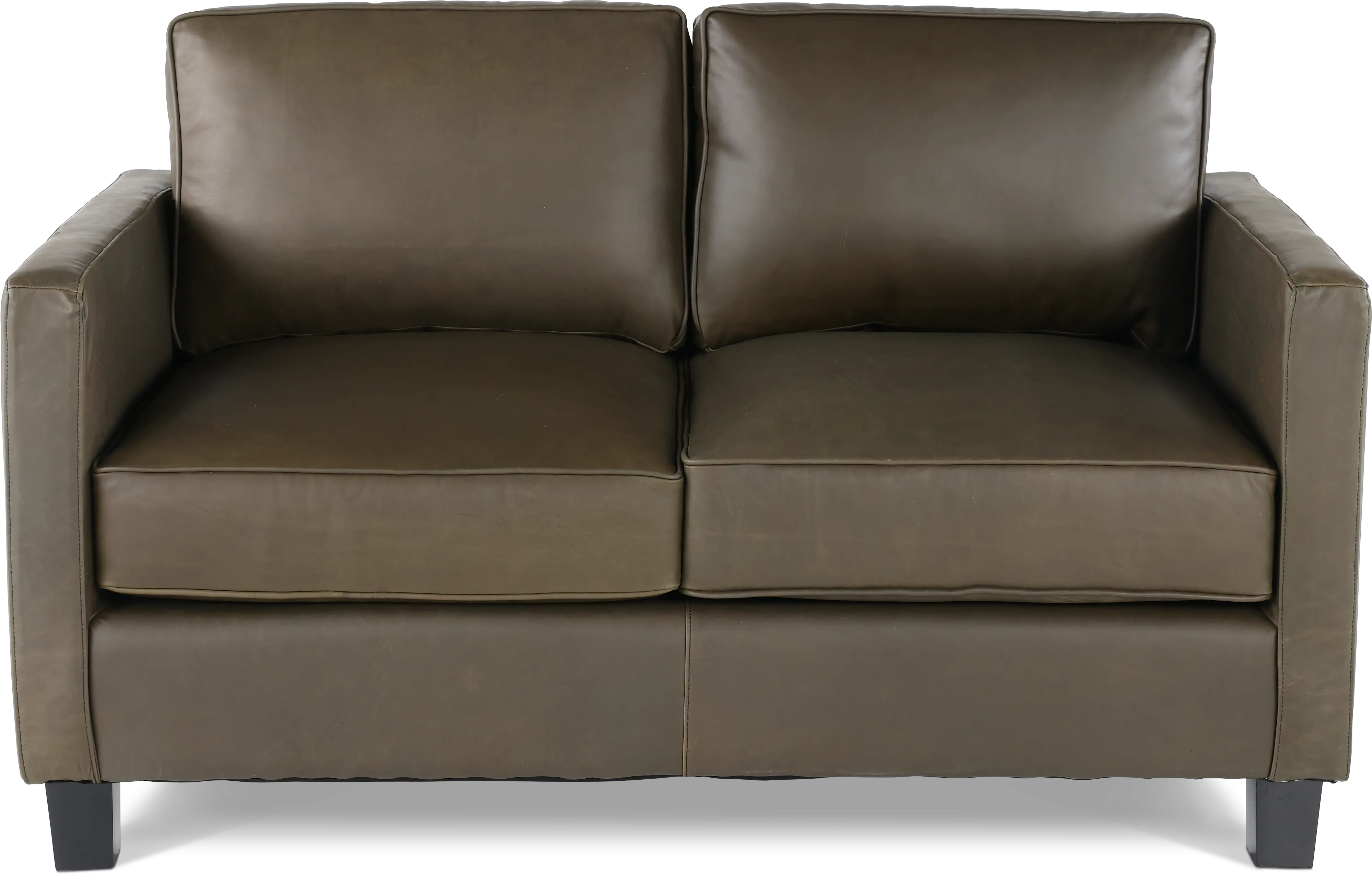 Winston Olive Green Leather Loveseat-1