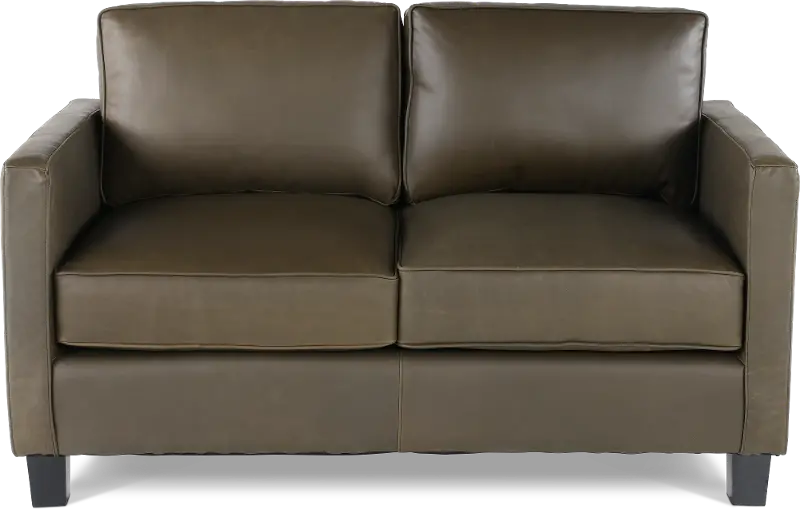 Winston Olive Green Leather Loveseat