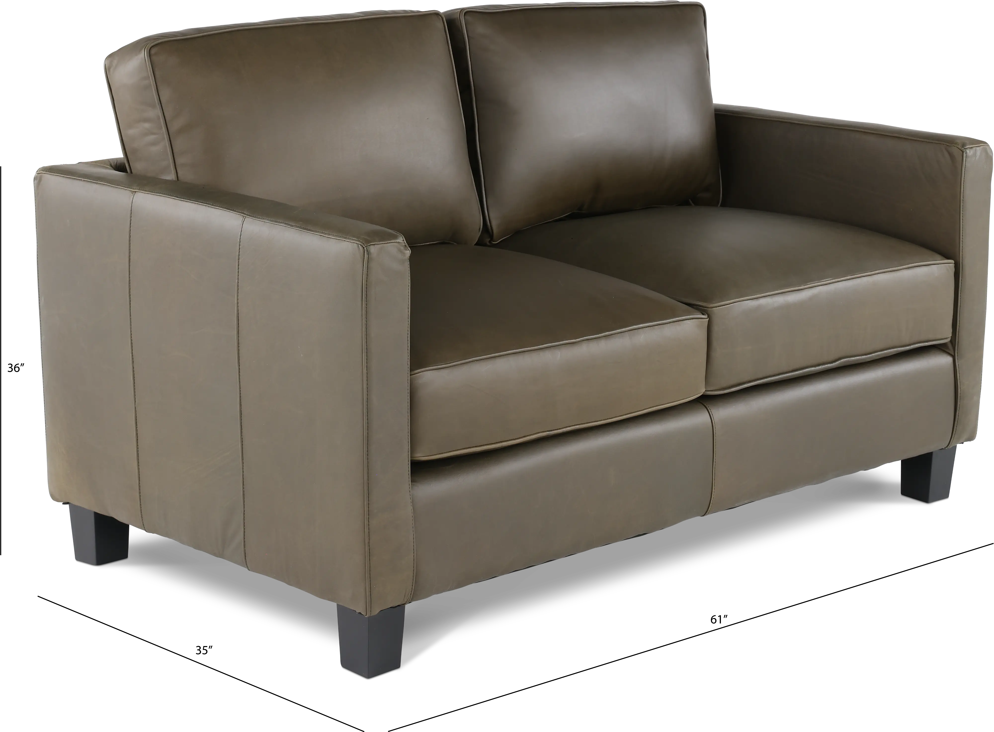 Winston Olive Green Leather Loveseat-4