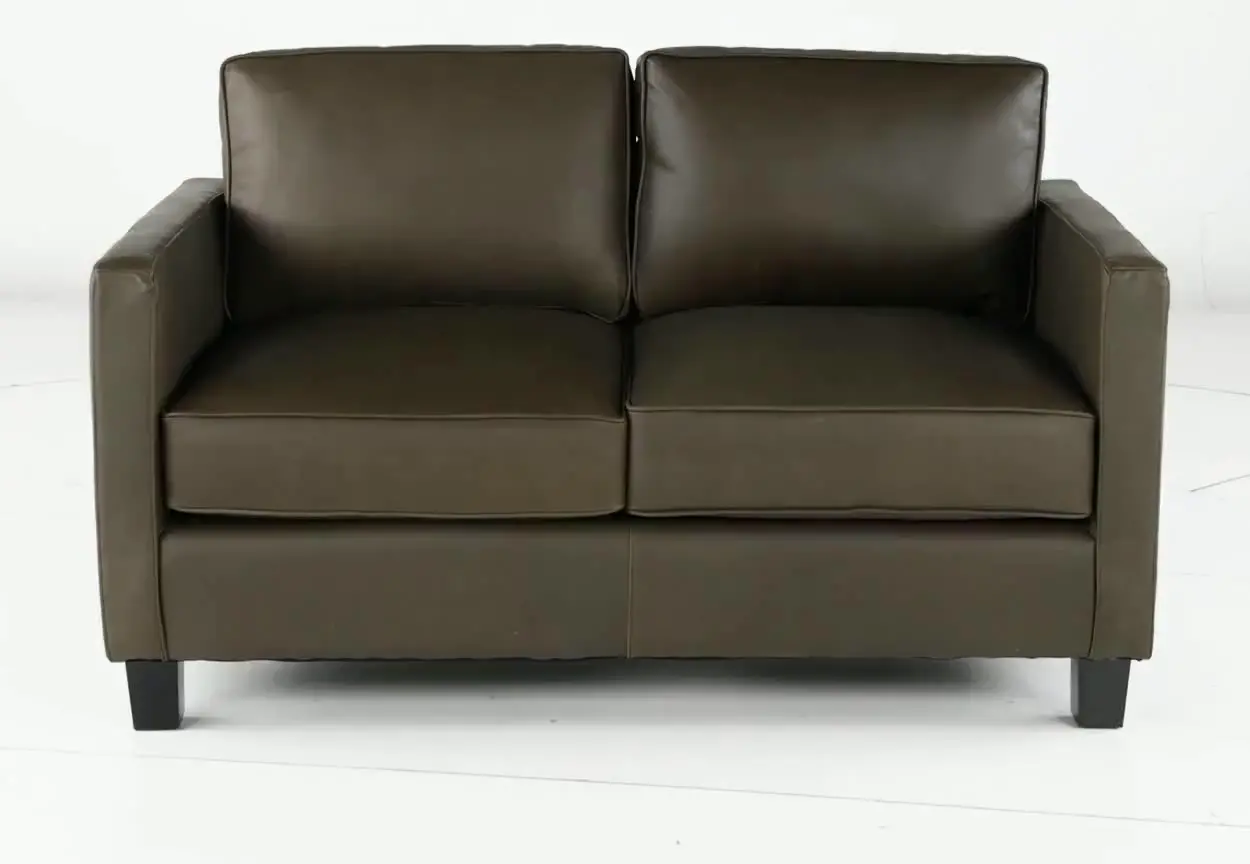 Winston Olive Green Leather Loveseat-5