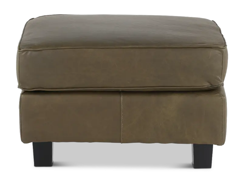 Winston Olive Green Leather Ottoman