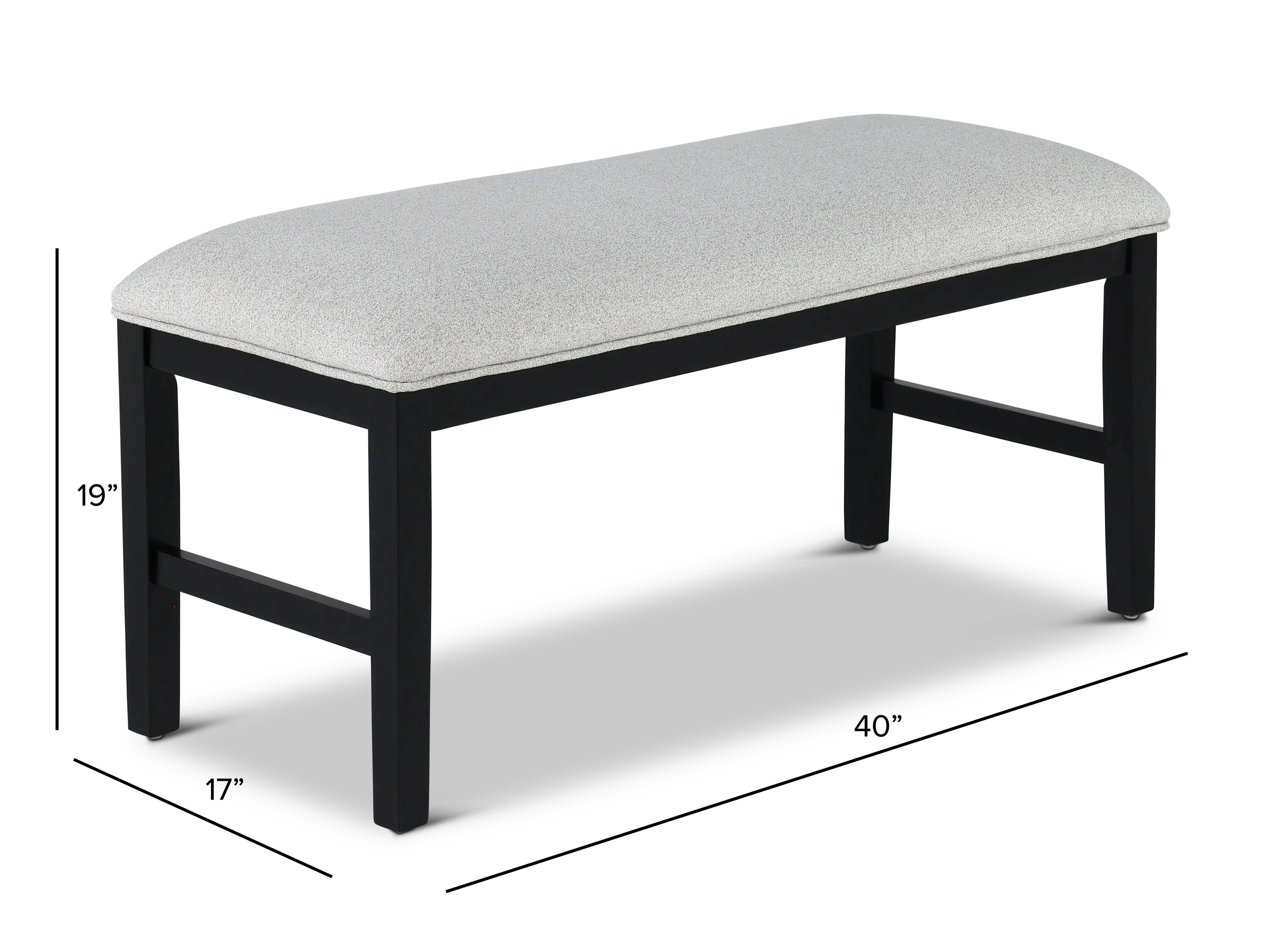 Sebastian Black and Light Gray Upholstered Dining Bench-3