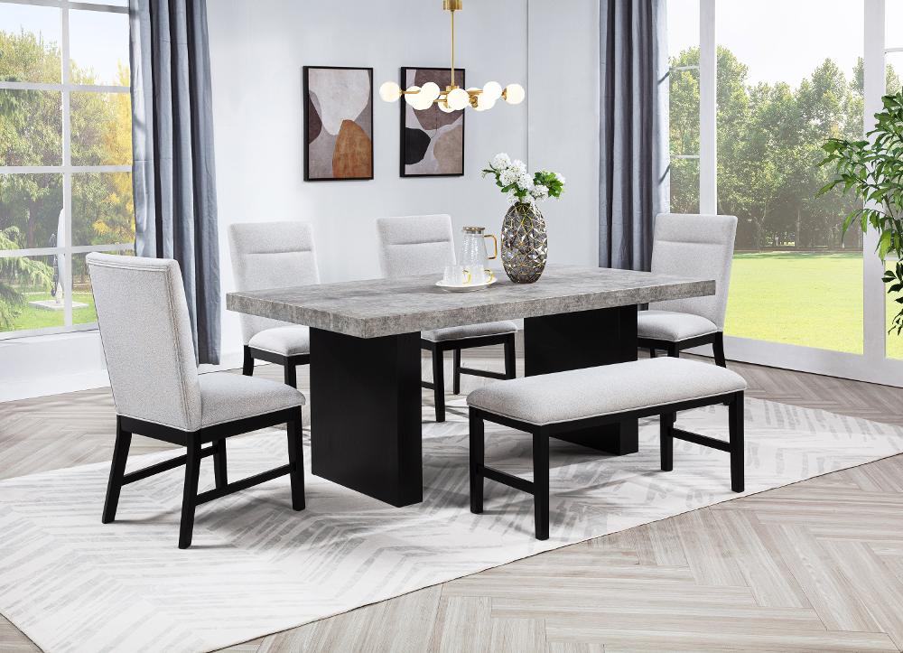 Sebastian Gray and Black 6 Piece Dining Set