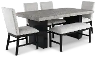 Sebastian Gray and Black 6-Piece Dining Set with Bench