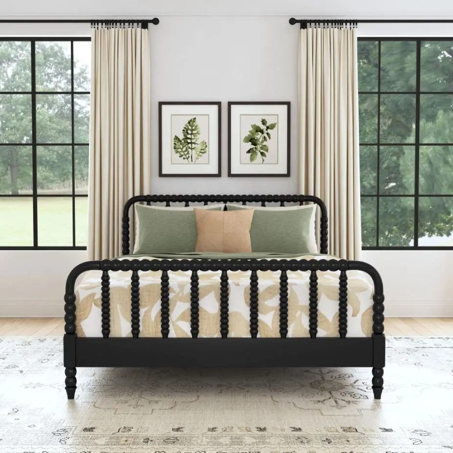 5901-500 Spindle Queen Black Bed-2