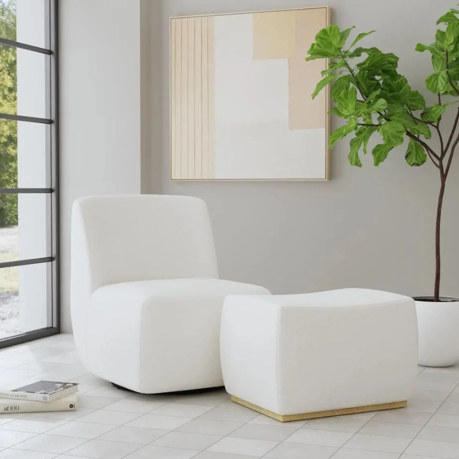 2002-1108-H0011 Nico White Boucle Chair and Ottoman-2