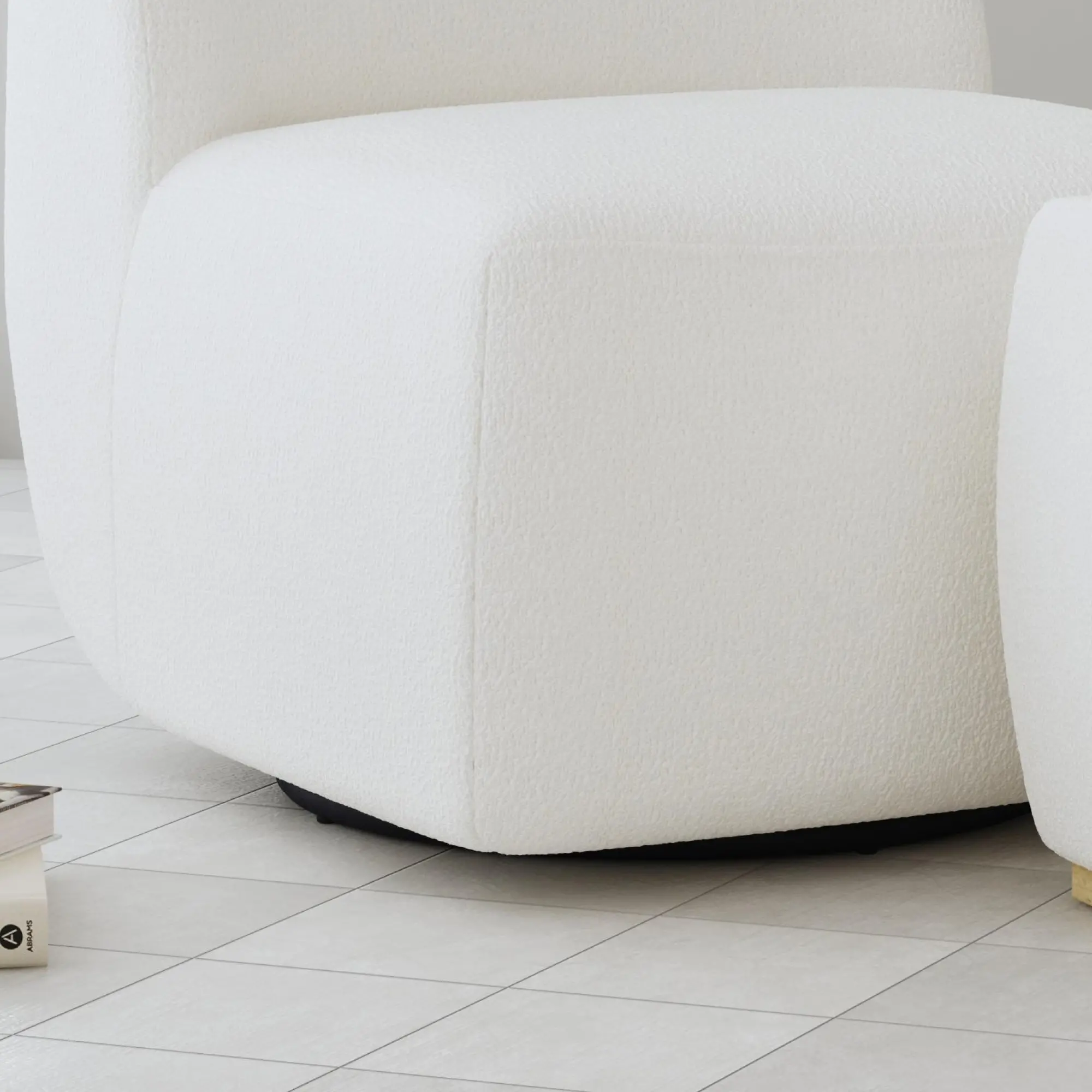 2002-1108-H0011 Nico White Boucle Chair and Ottoman-4