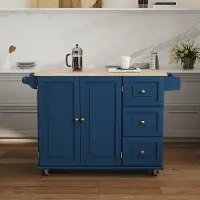4504-95 Dolly Madison Blue Kitchen Cart with Brass Hardware