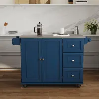 4505-95 Dolly Madison Blue Kitchen Cart with Nickel Hardware