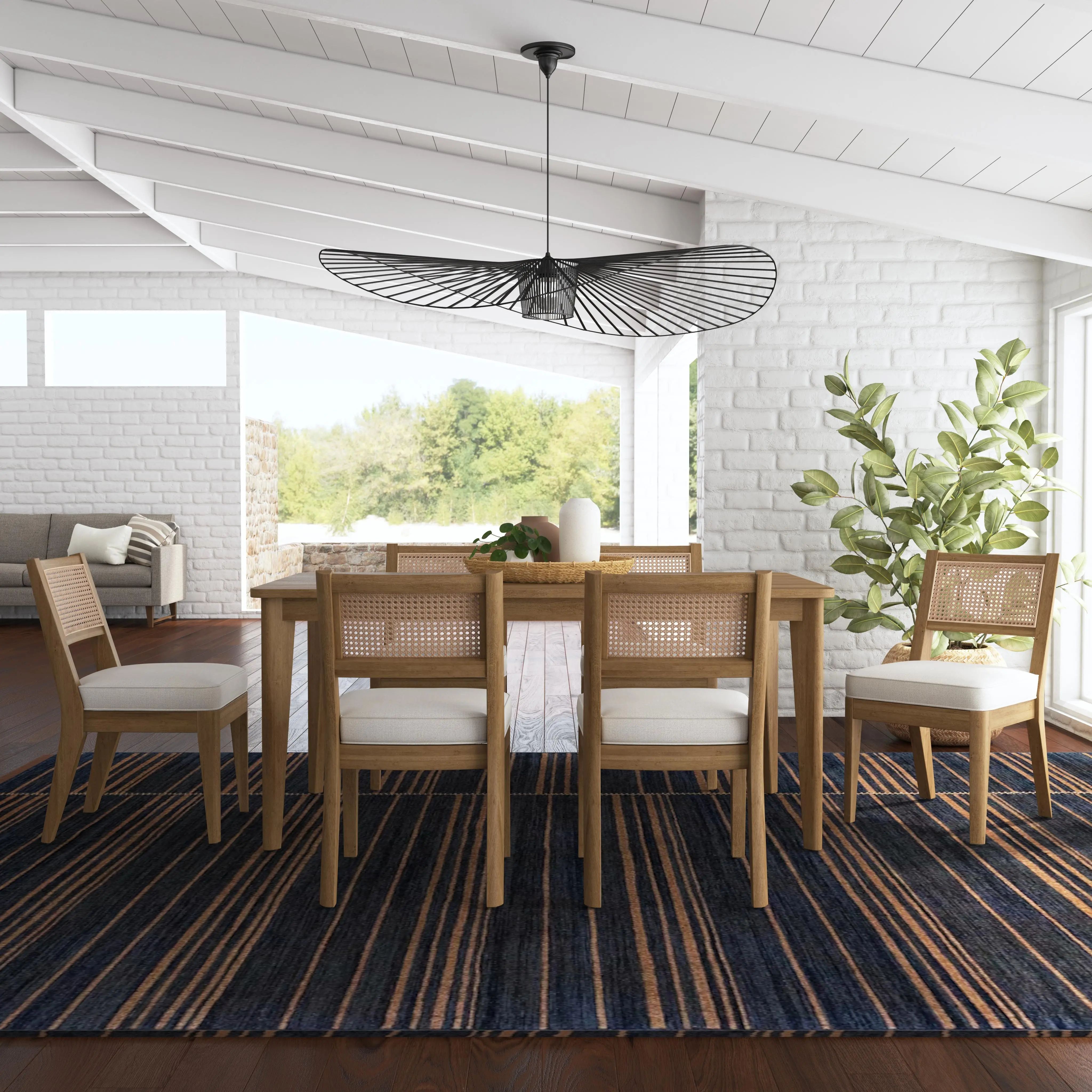 5580-317 Brentwood Light Oak Rectangular Table and 6 Chairs-1