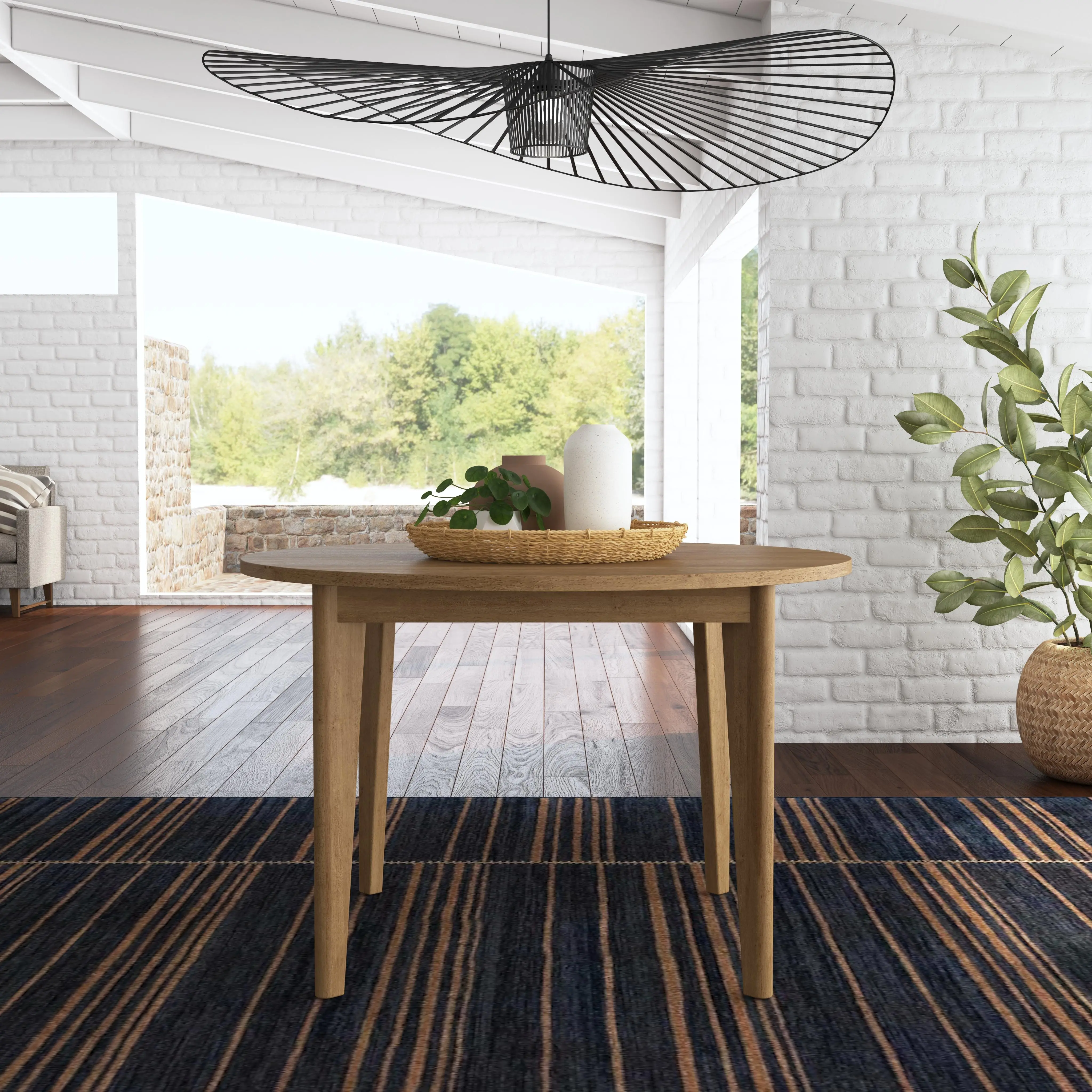 5580-32 Brentwood Light Oak Round Dining Table-2