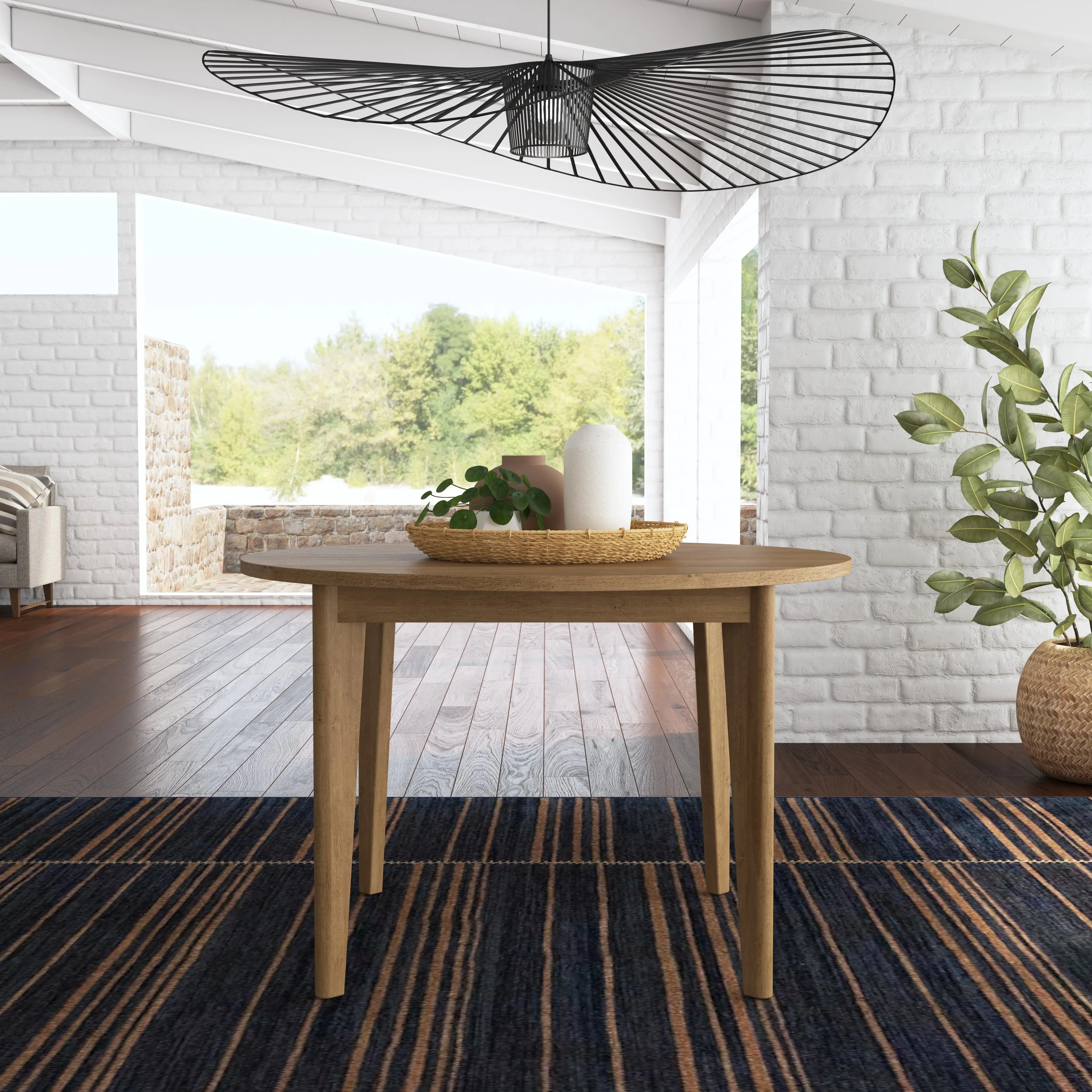 5580-32 Brentwood Light Oak Round Dining Table-3