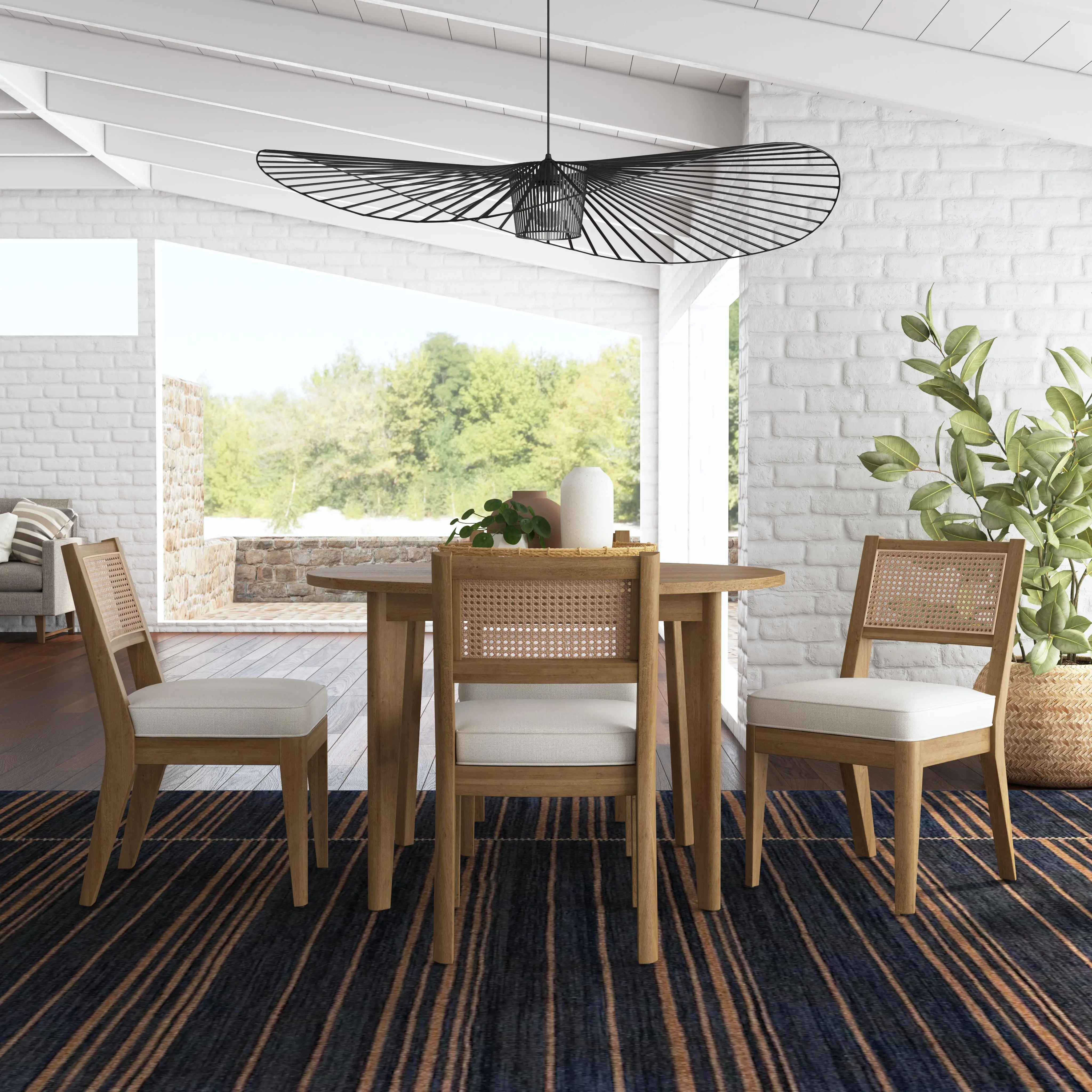 5580-325 Brentwood Light Oak Round Table and 4 Chairs-1