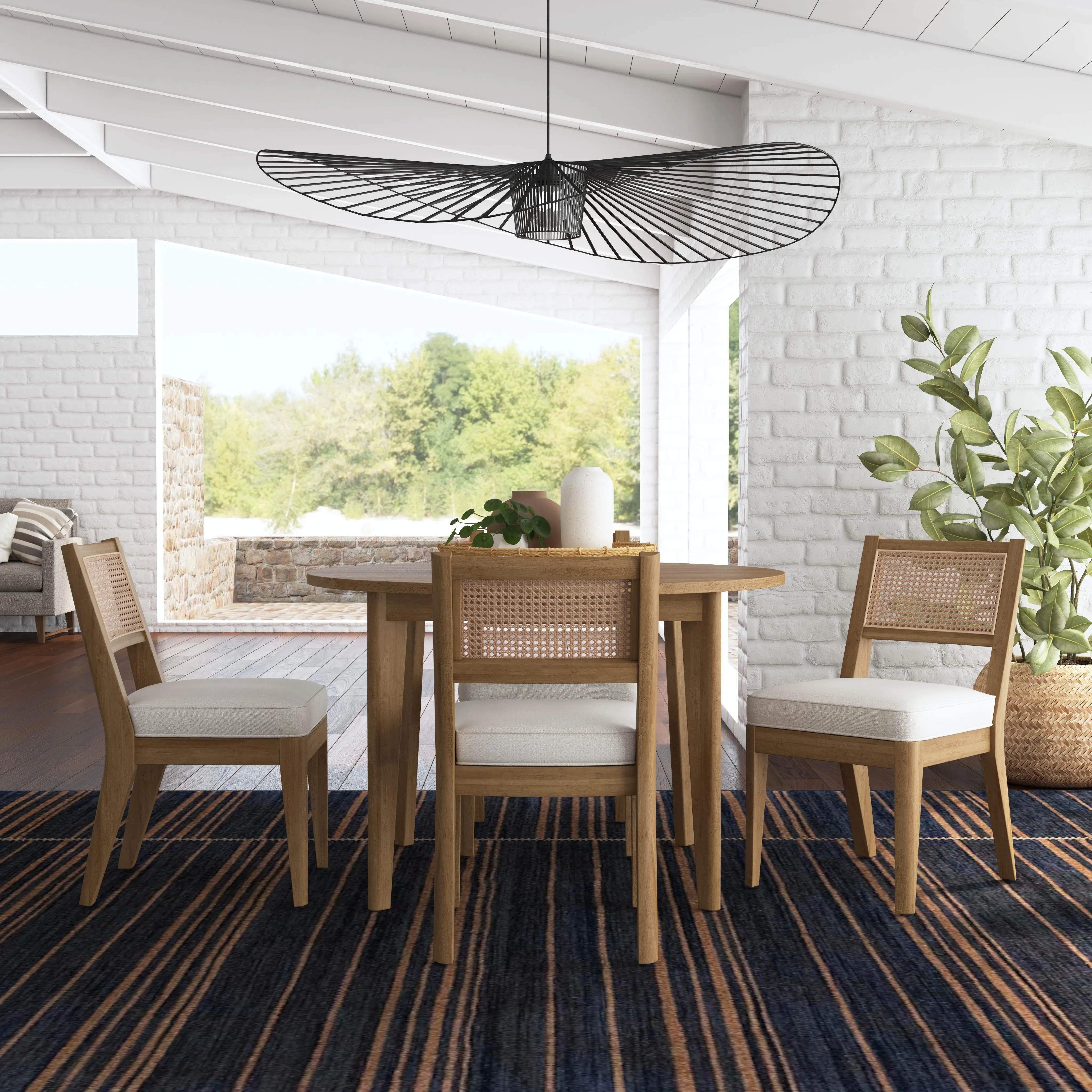 5580-325 Brentwood Light Oak Round Table and 4 Chairs-2