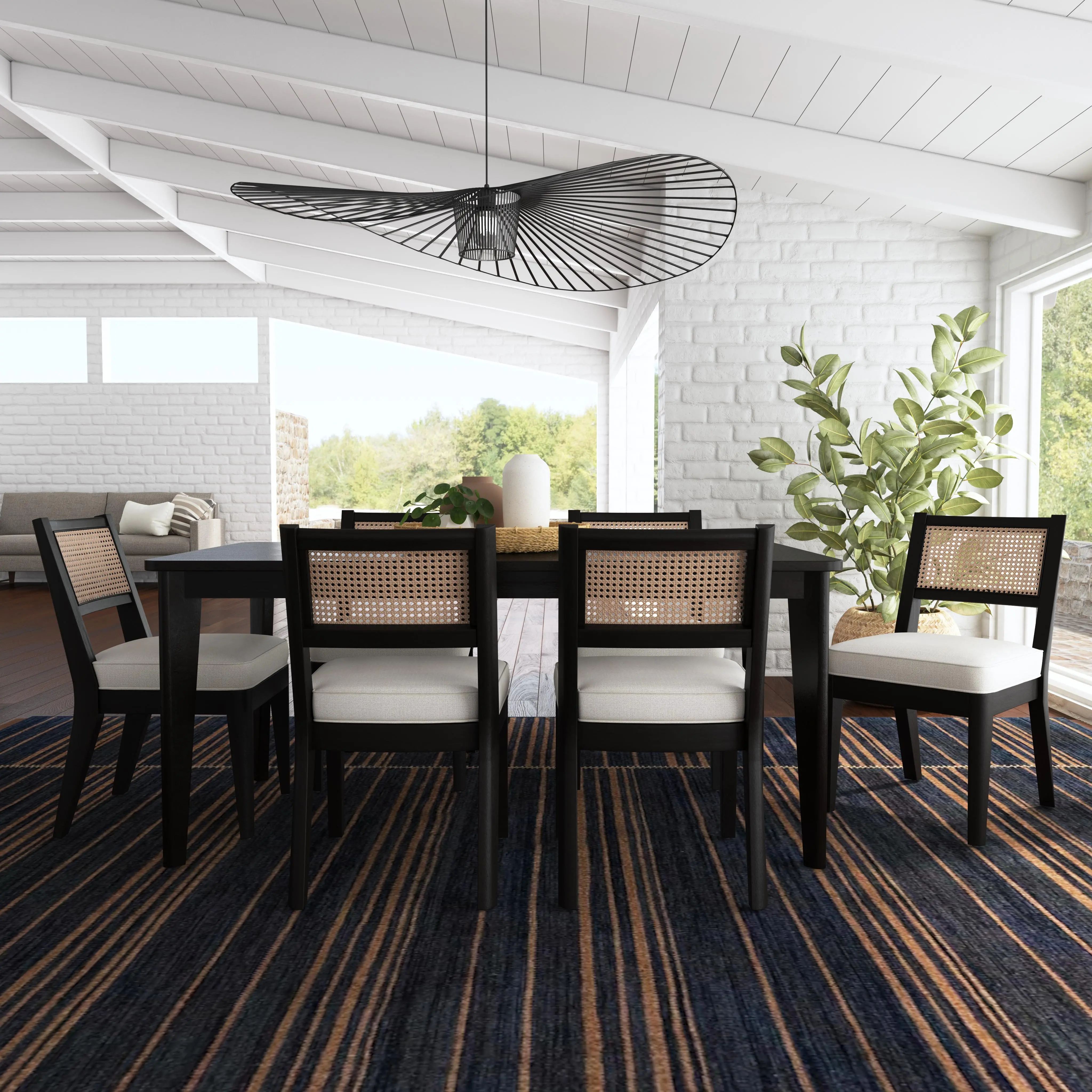 5581-317 Brentwood Black Rectangular Table and 6 Chairs-1