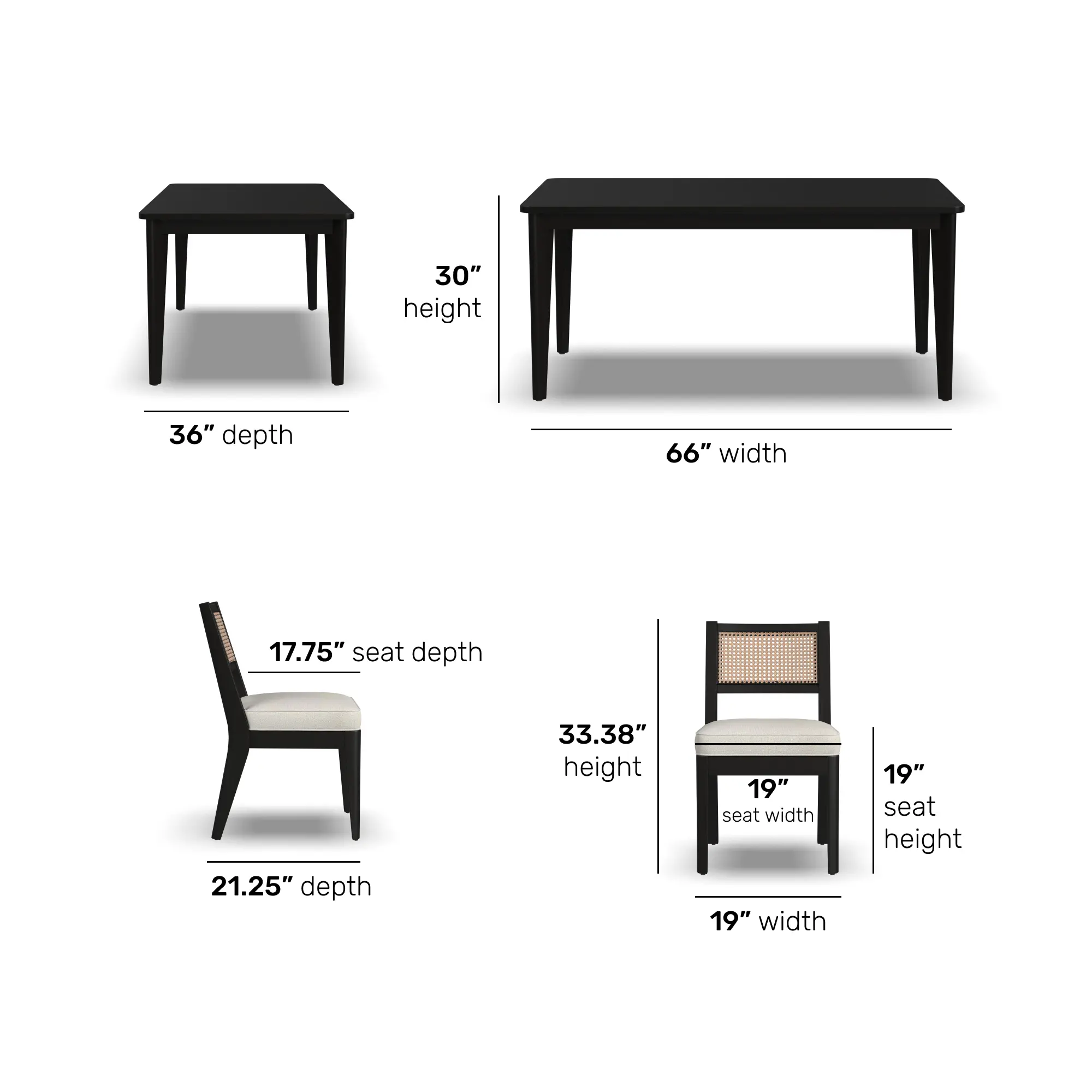 5581-317 Brentwood Black Rectangular Table and 6 Chairs-5