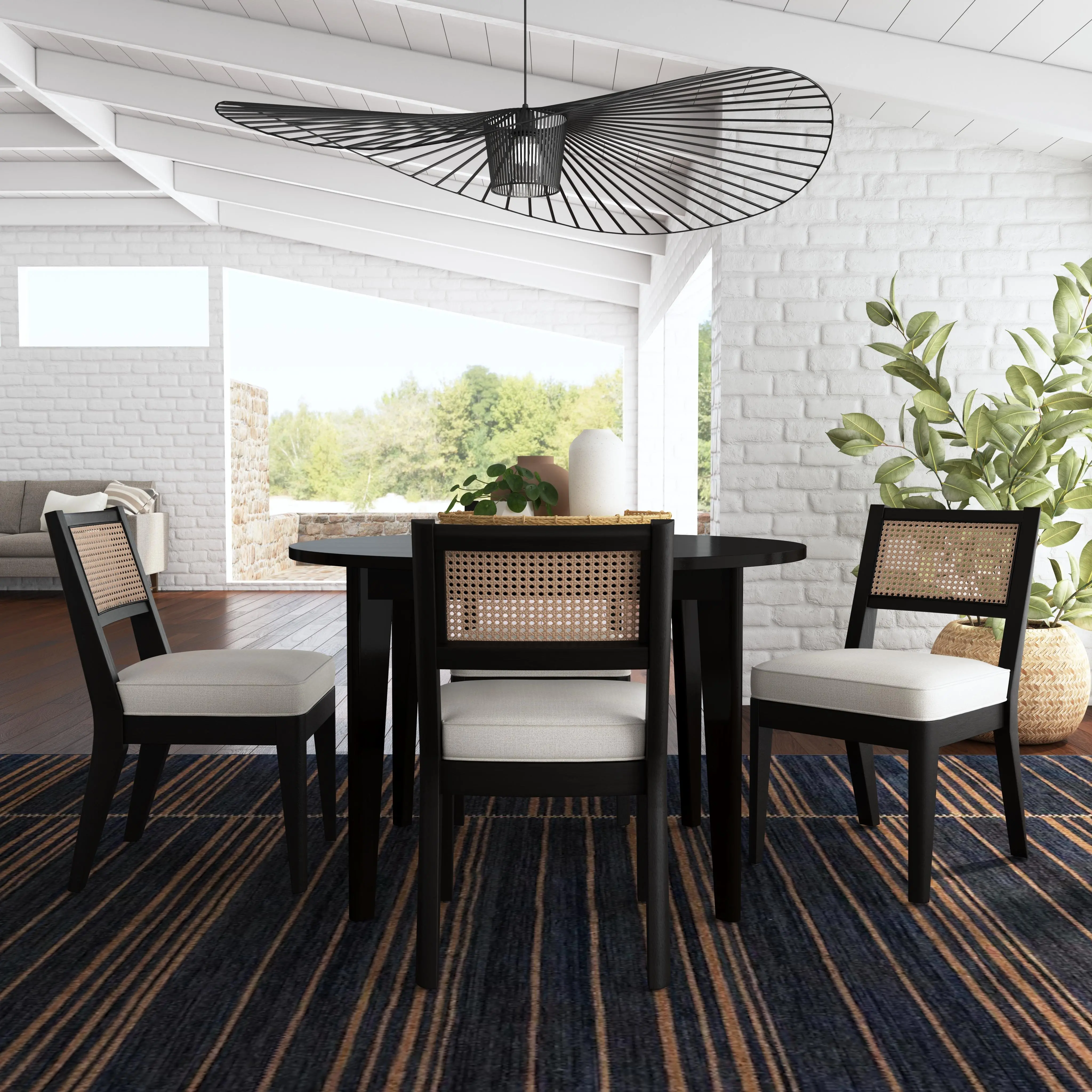 5581-325 Brentwood Black Round Table and 4 Chairs-1