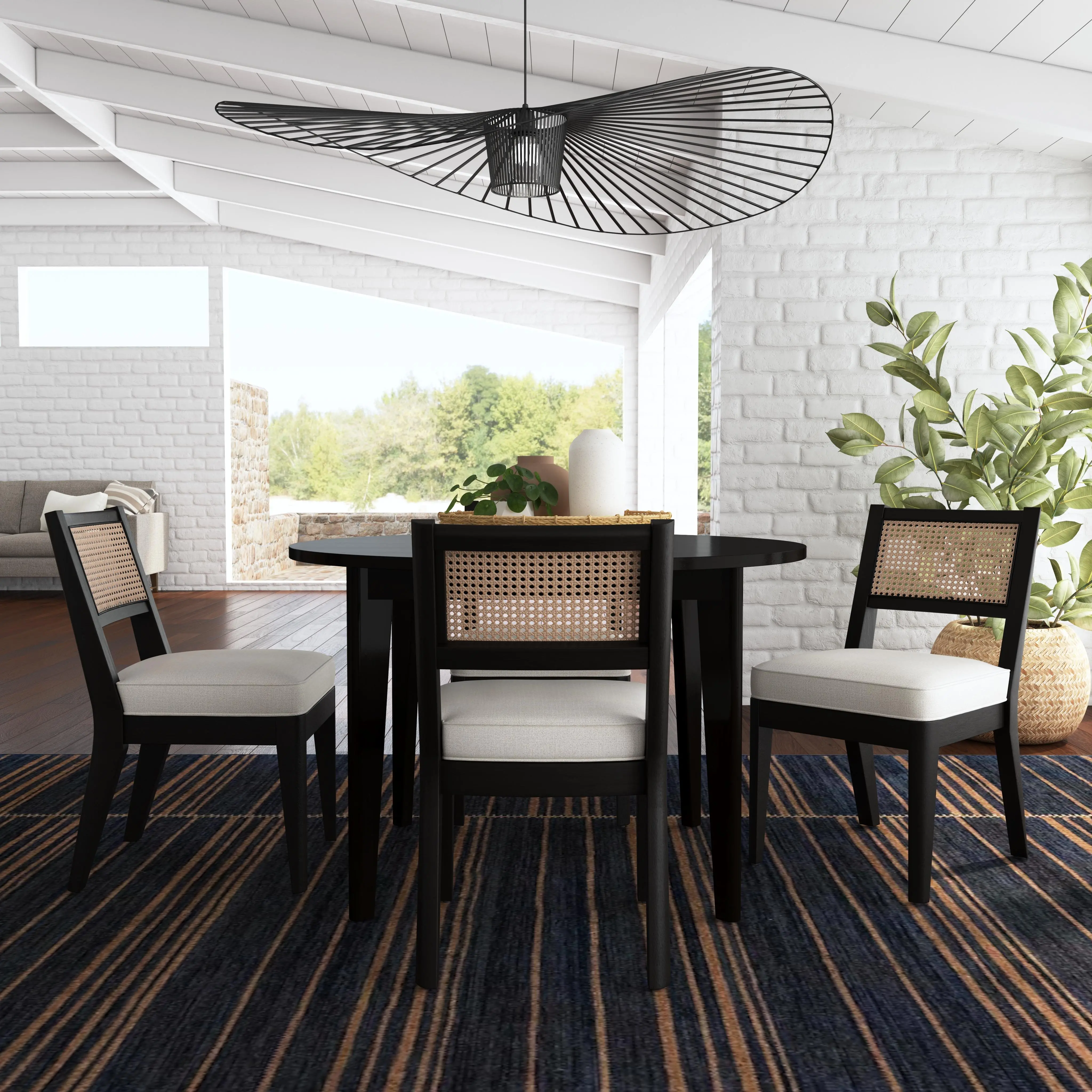 5581-325 Brentwood Black Round Table and 4 Chairs-2