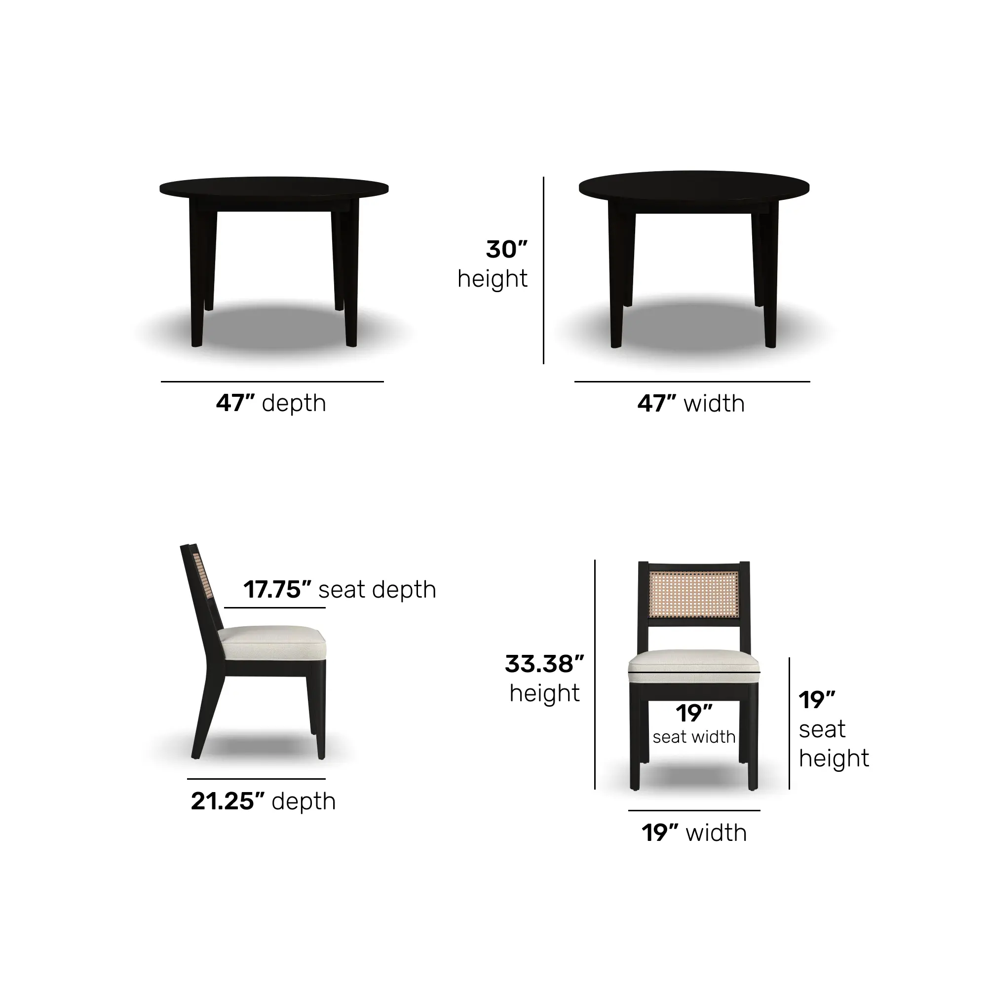 5581-325 Brentwood Black Round Table and 4 Chairs-5