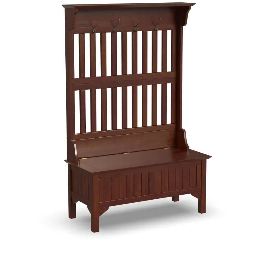 5648-49 Wallace Cherry Hall Tree with Storage Bench-4