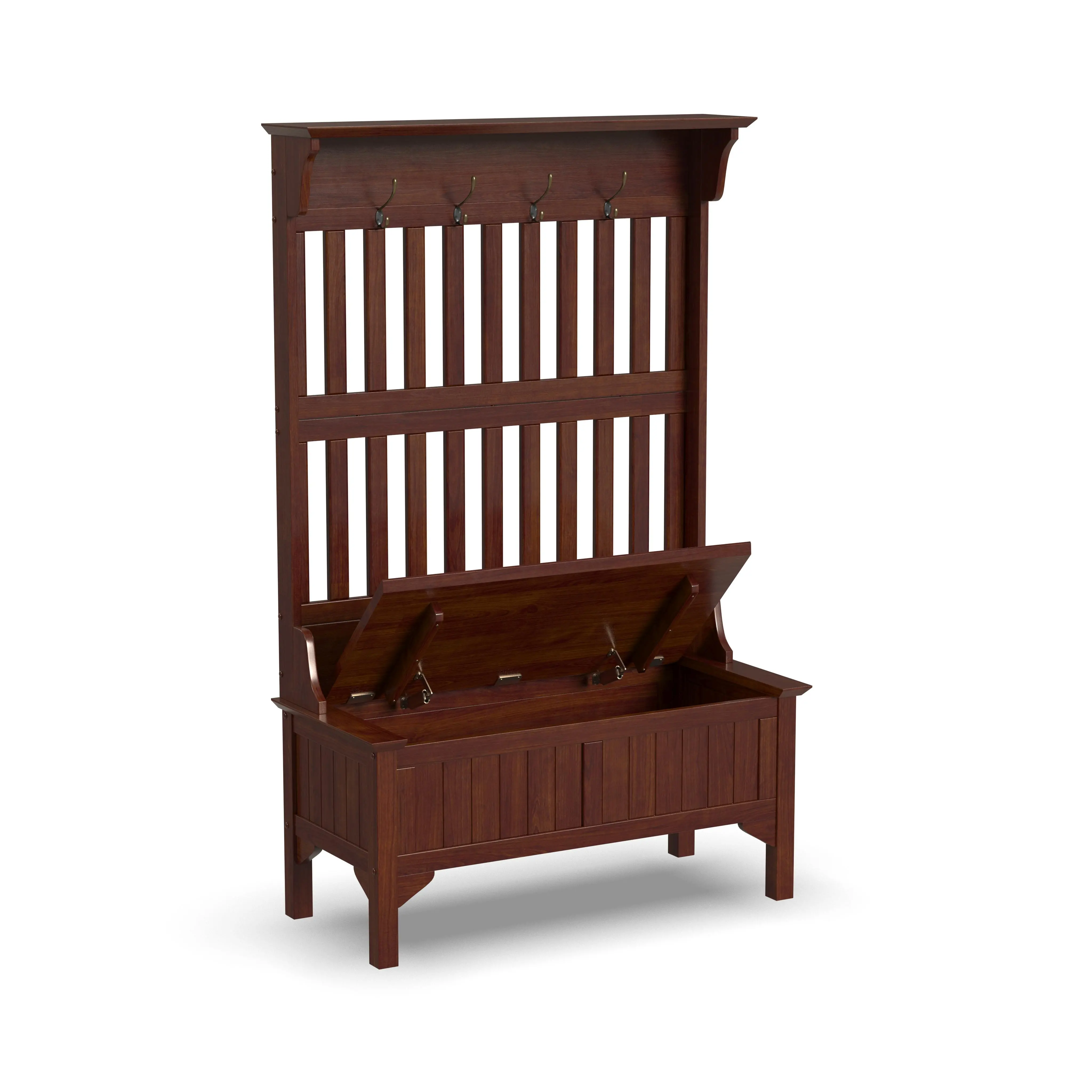 5648-49 Wallace Cherry Hall Tree with Storage Bench-5