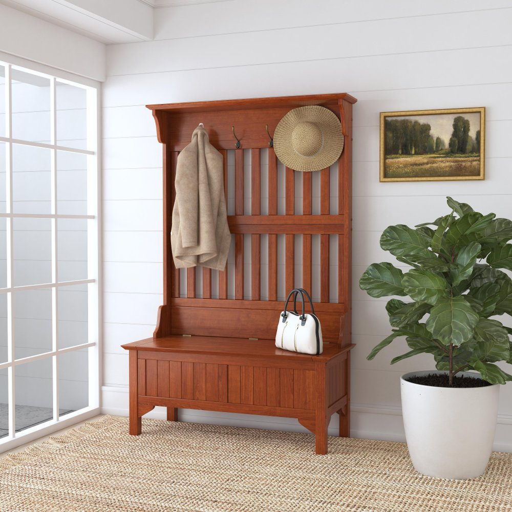 Wallace Brown Hall Tree with Storage Bench