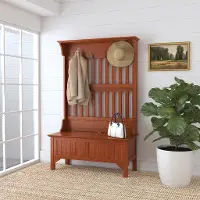 5649-49 Wallace Brown Hall Tree with Storage Bench