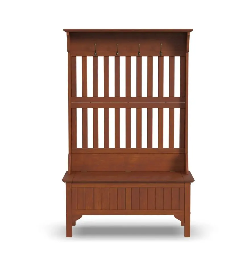 5649-49 Wallace Brown Hall Tree with Storage Bench-1