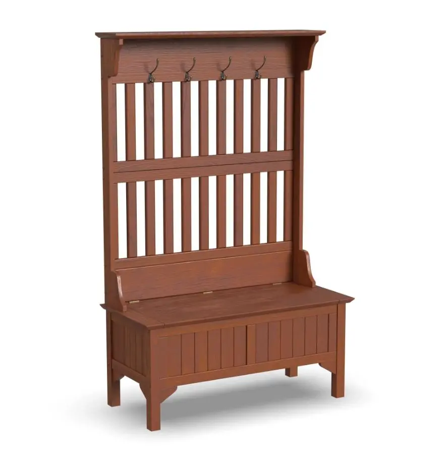 5649-49 Wallace Brown Hall Tree with Storage Bench-4