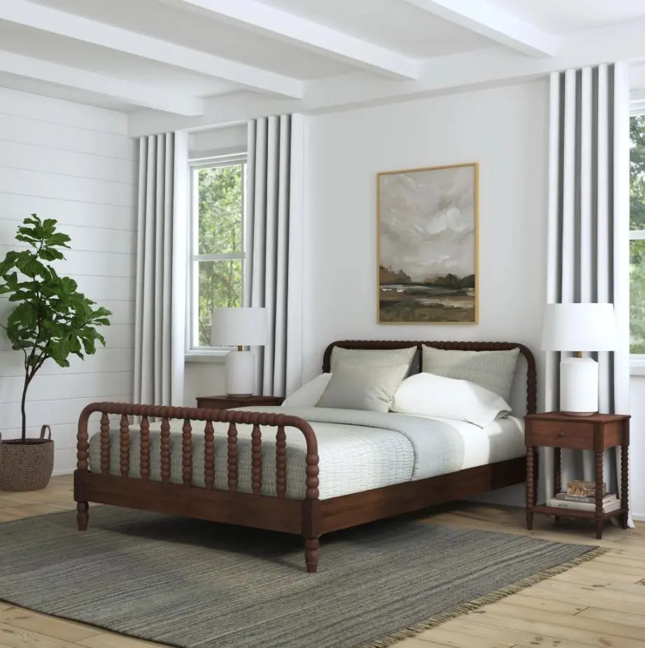 5900-5042 Spindle Queen Mahogany Bed and Nightstands-2
