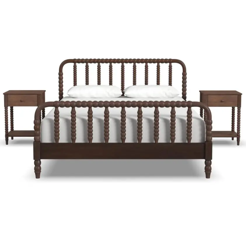5900-5042 Spindle Queen Mahogany Bed and Nightstands-6