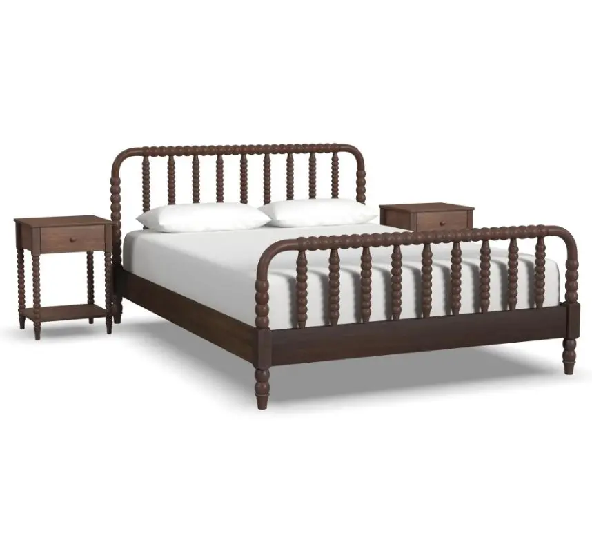5900-5042 Spindle Queen Mahogany Bed and Nightstands-7