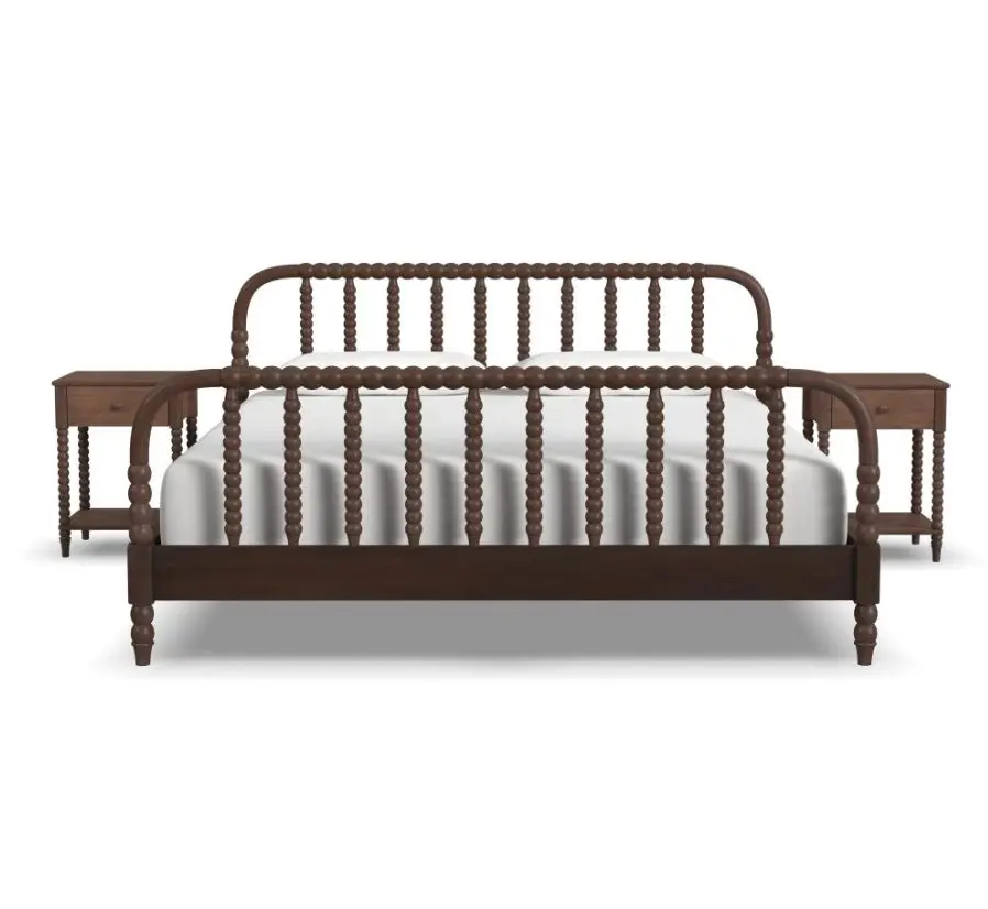 5900-6042 Spindle King Mahogany Bed and Nightstands-6