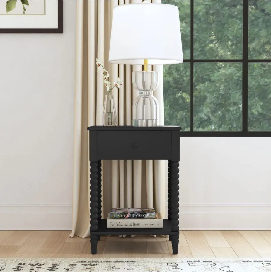 5901-42 Spindle Black Nightstand-2