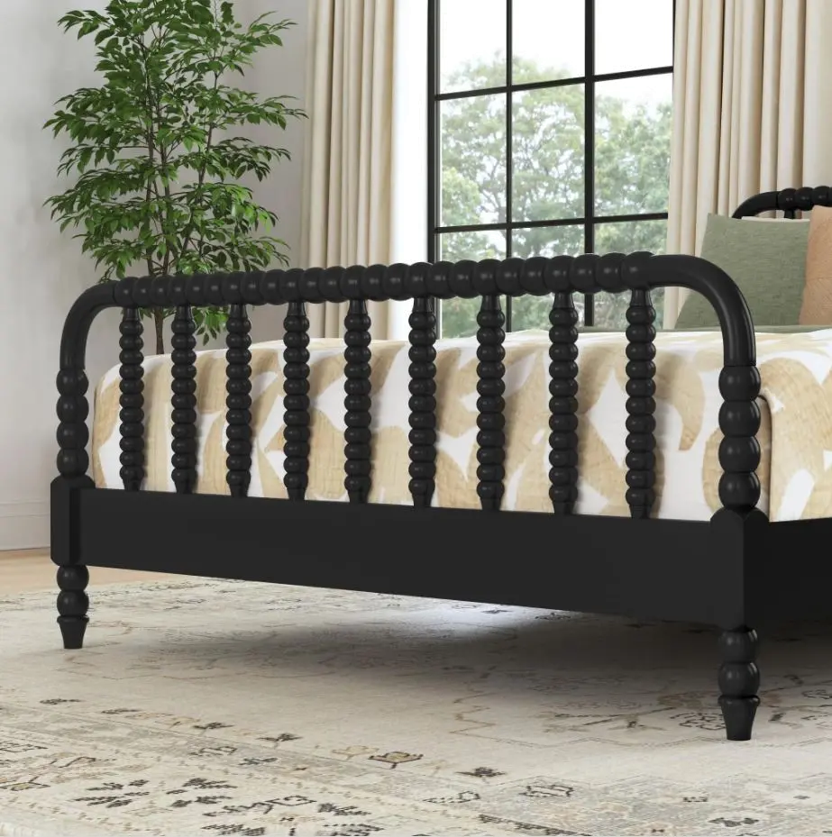 5901-5042 Spindle Queen Black Bed and Nightstands-6