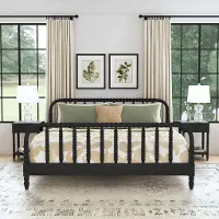 5901-6042 Spindle King Black Bed and Nightstands