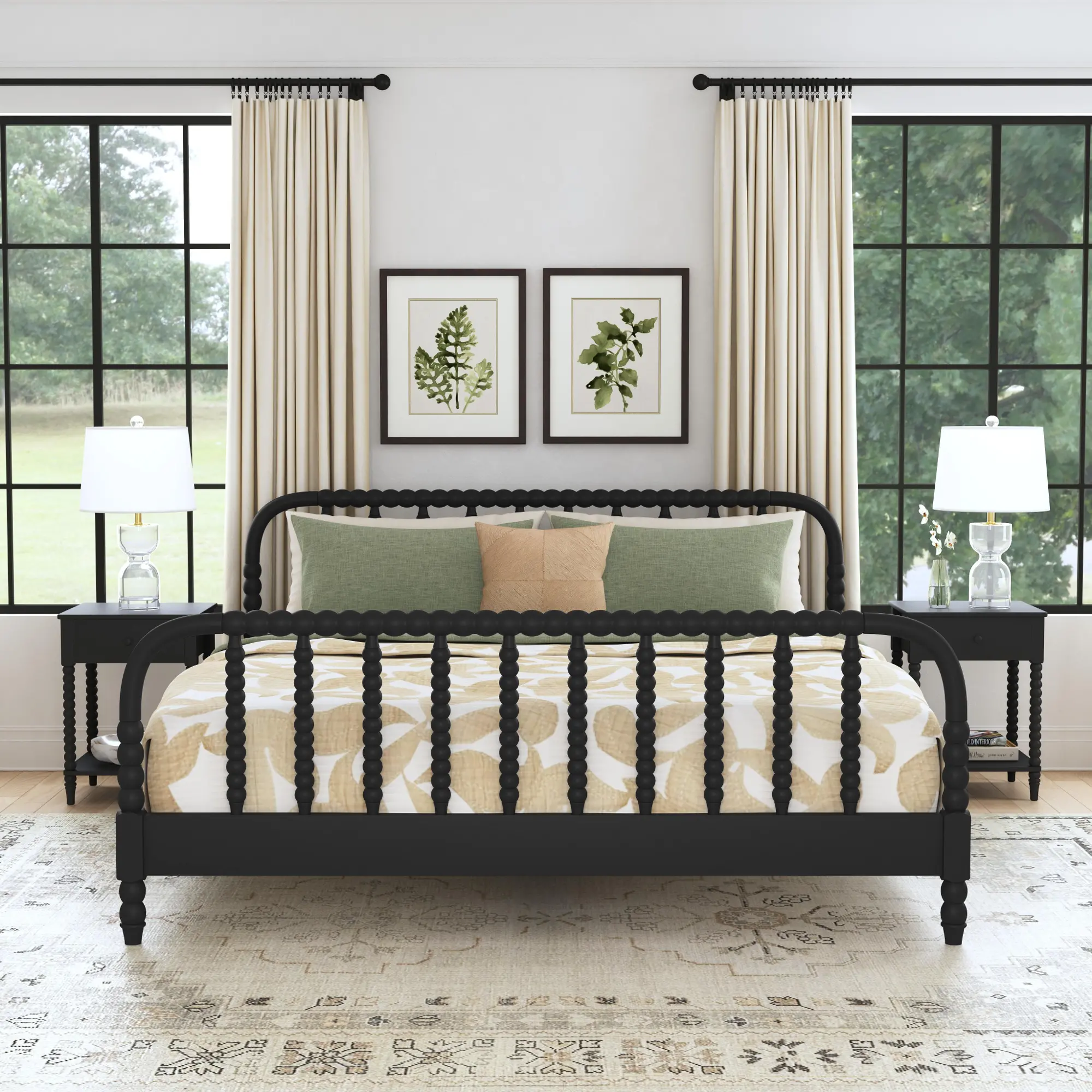 Spindle King Black Bed and Nightstands | RC Willey