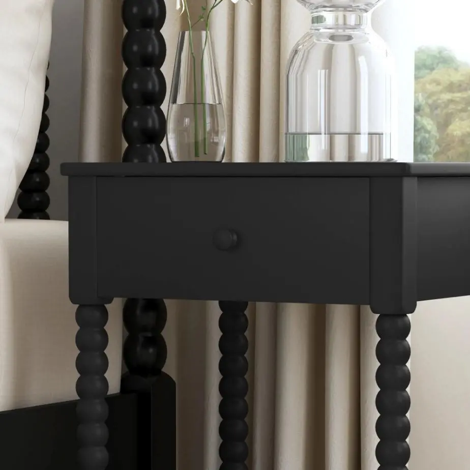 5901-6042 Spindle King Black Bed and Nightstands-5