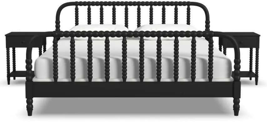5901-6042 Spindle King Black Bed and Nightstands-1
