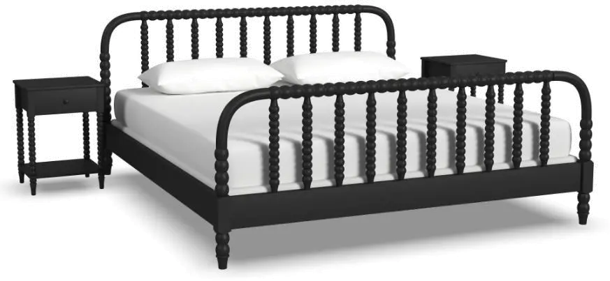 5901-6042 Spindle King Black Bed and Nightstands-7