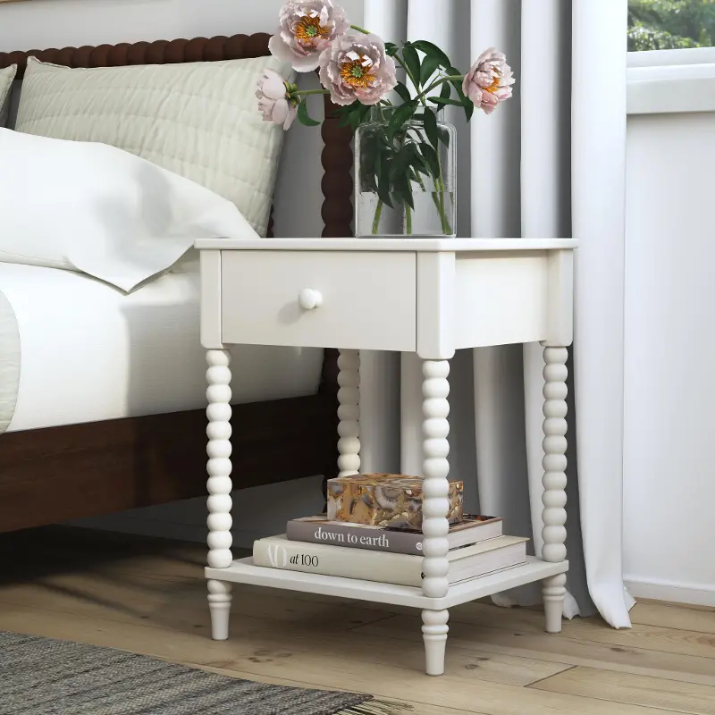 Spindle White Nightstand