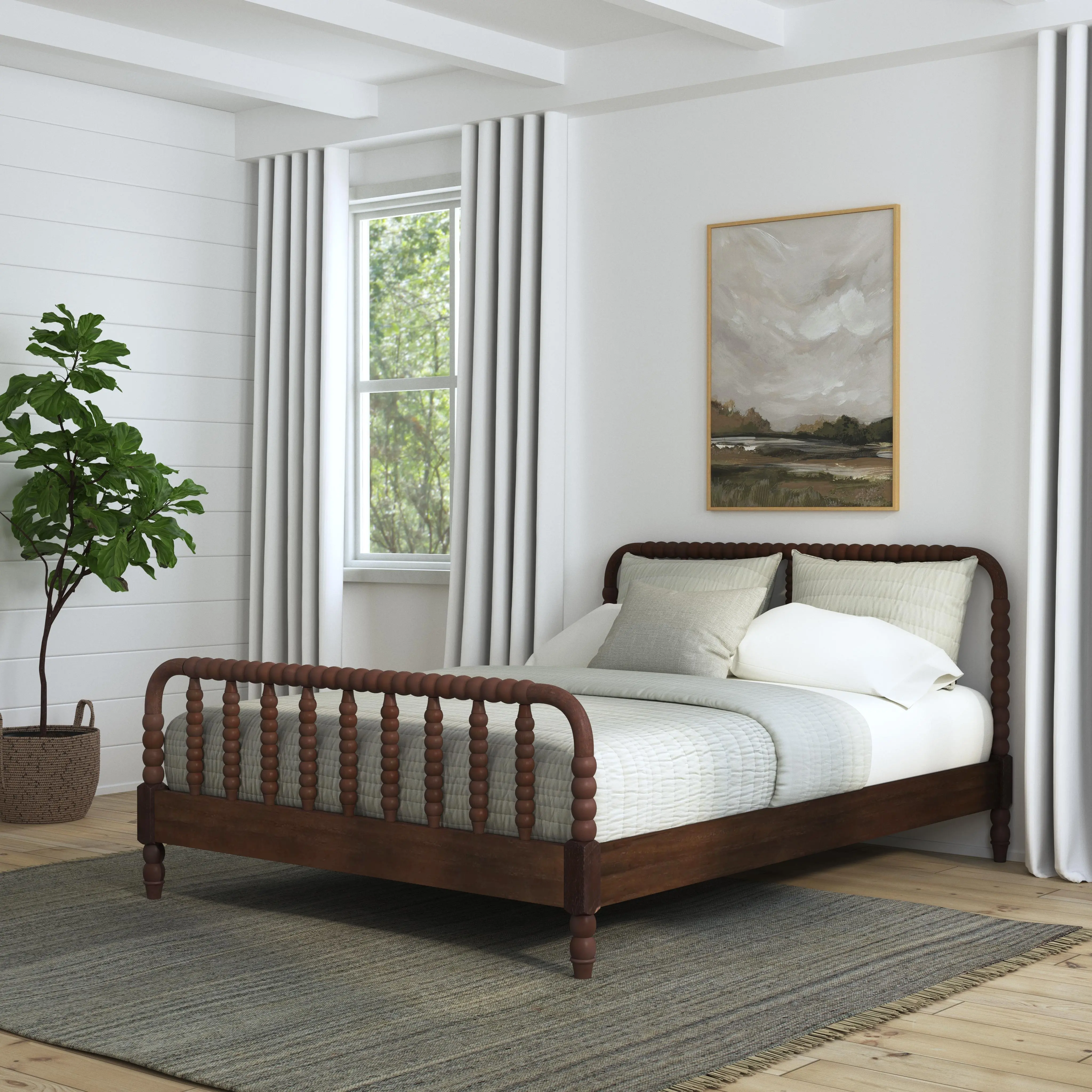 5900-500 Spindle Queen Mahogany Bed-3