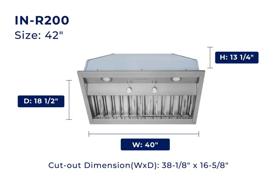 Hauslane | Pro-Style 42” Built-In Range Hood-10