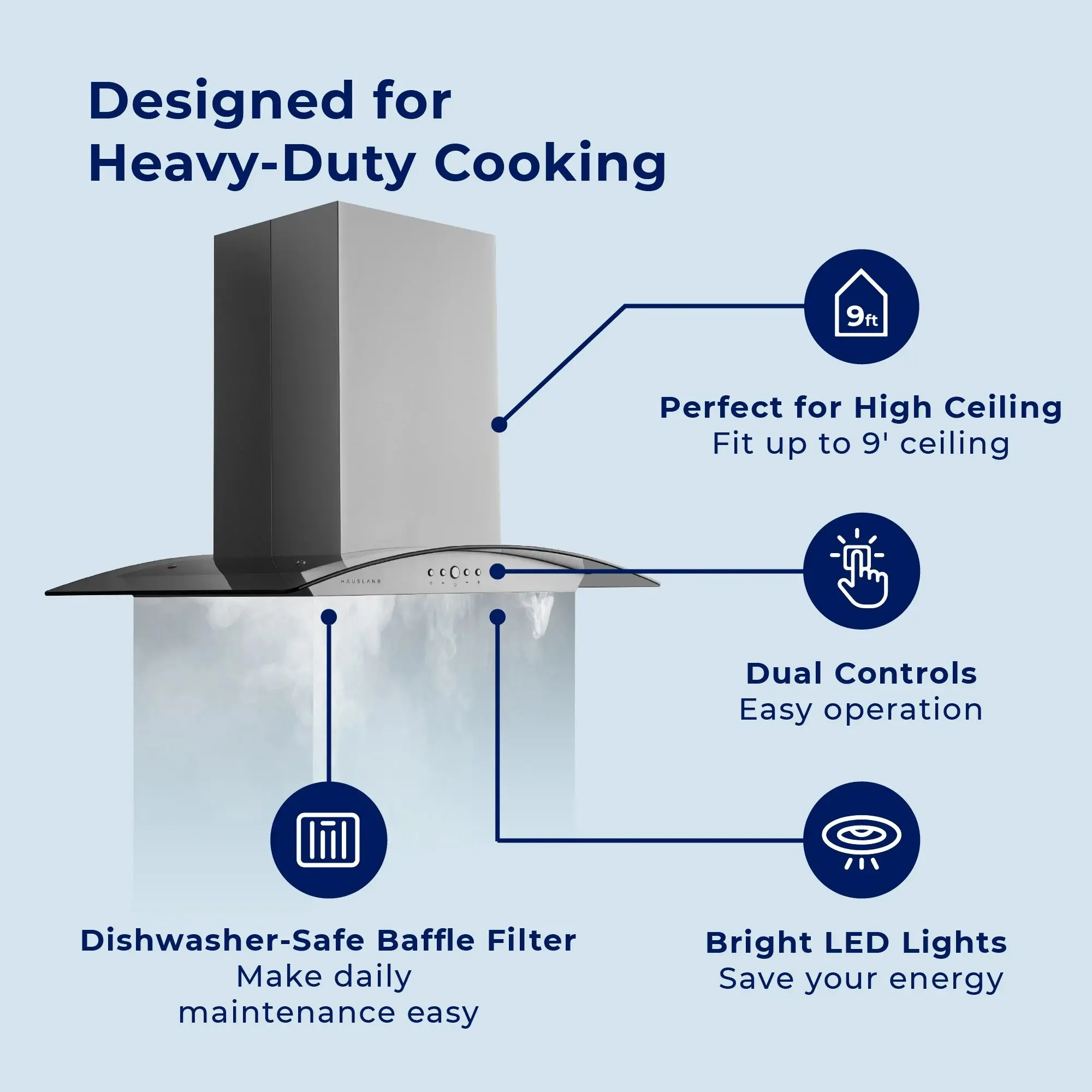 Hauslane | Chef 30  Convertible Stainless Steel Island Range Hood-7