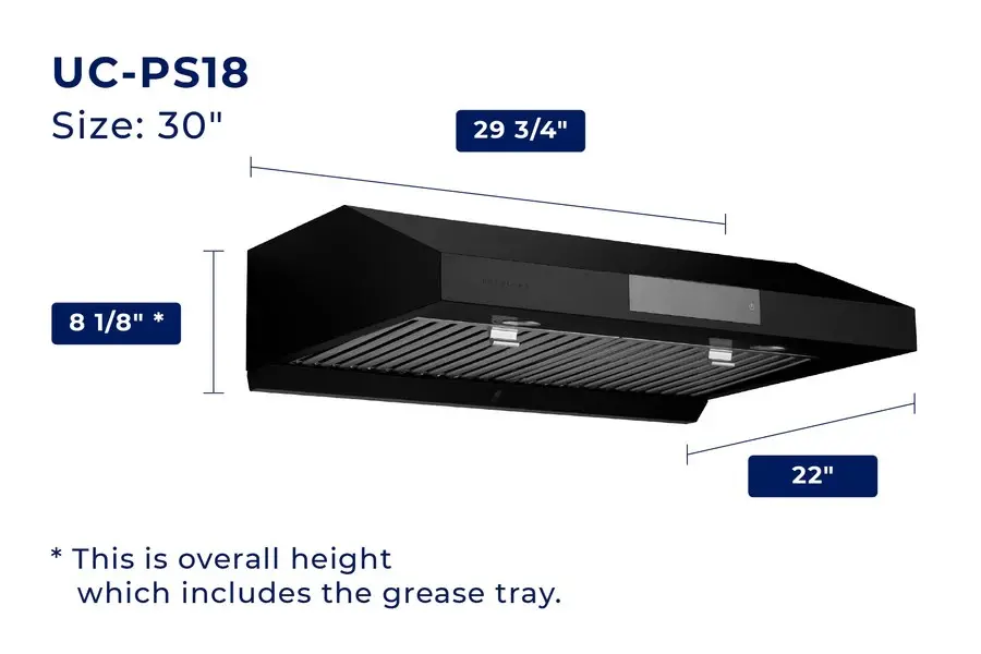 Hauslane | Chef 30  Undercabinet Black Stainless Steel Range Hood-9