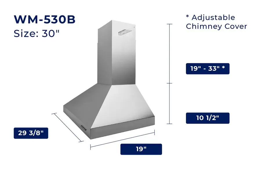 Hauslane | Chef 30  Convertible Matte Black Wall-Mounted Range Hood-7