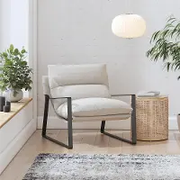Gatsby Ivory Linen Upholstered Sling Accent Chair