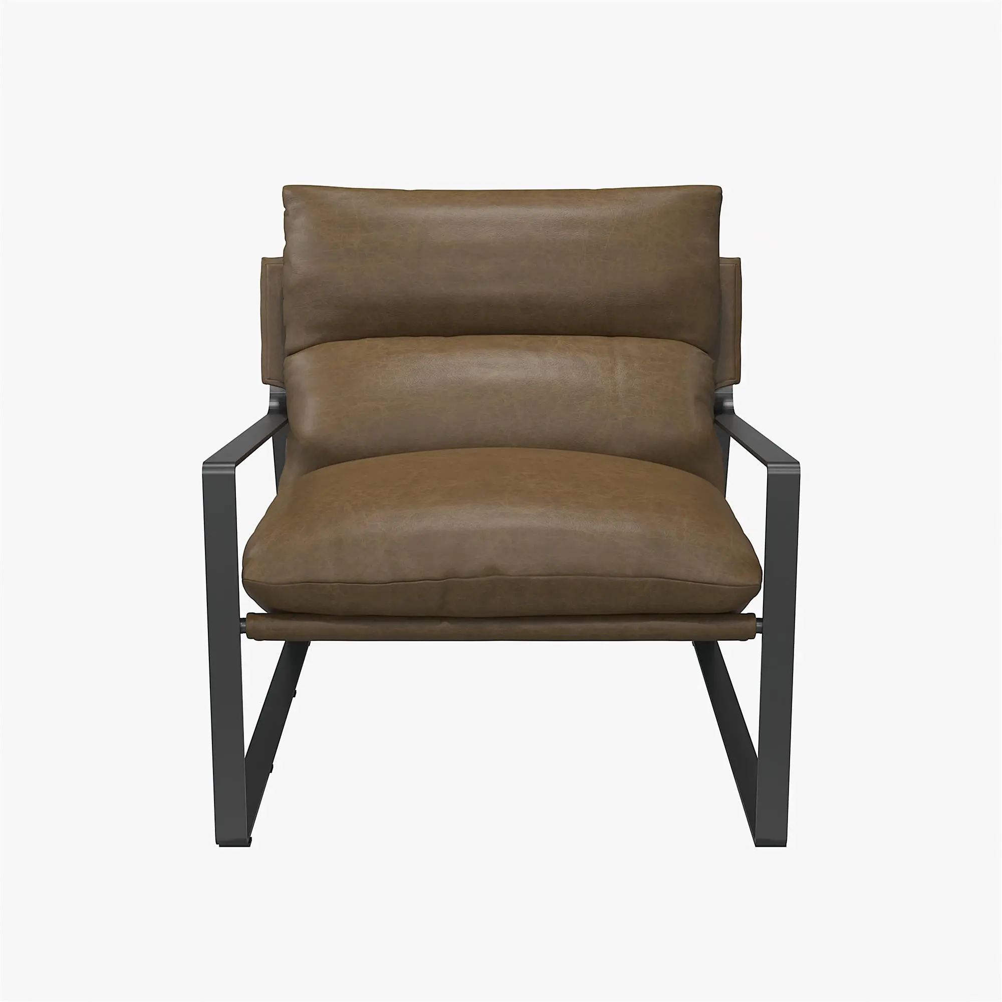 Gatsby Camel Brown Faux Leather Sling Accent Chair-3