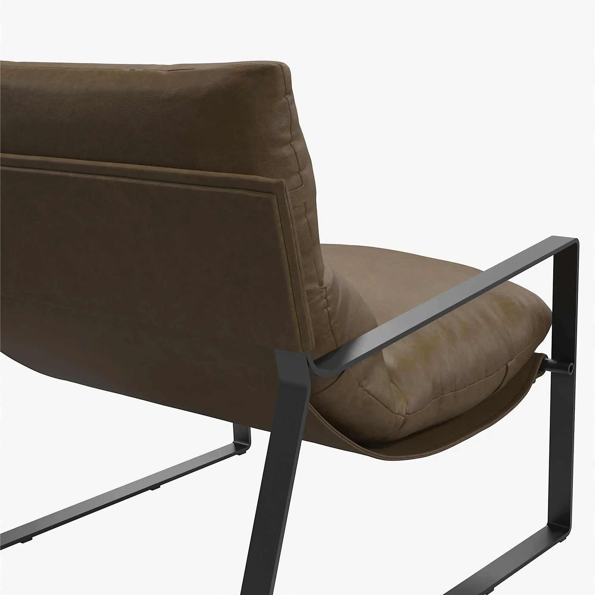 Gatsby Camel Brown Faux Leather Sling Accent Chair-7